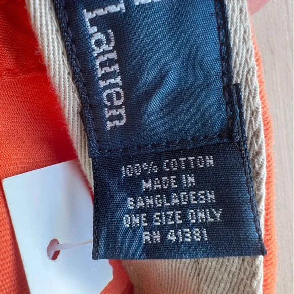 NWT- Vintage Polo Ralph Lauren Strapback Hat Cap Adjustable Orange Green Pony - Picture 8 of 10